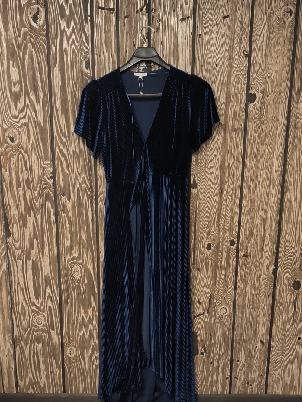 Baltic Born Women's Velvet Navy Blue Wrap Dress